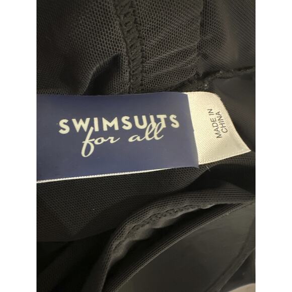 Swimsuits For All Retro Swim Dress Black Gold Foil Tummy Control UPF Plus Sz 22 - Picture 6 of 12